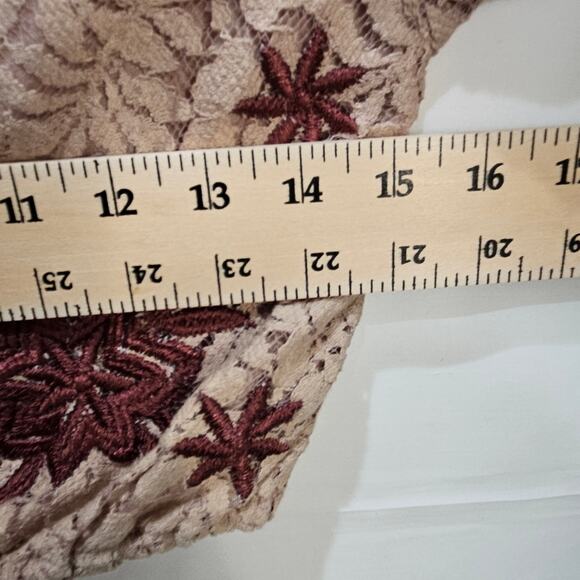 Raga Azaria [Sample] Lace Floral Open Back Crop Long Sleeve Blouse Tan XS/Small - Picture 7 of 8